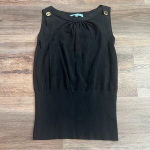 Antonio Melani Silk Blend Sweater Tank Size XS Black Sleeveless Ribbed Waist
